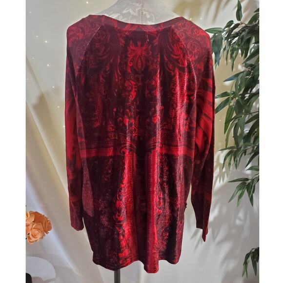 Vtg Dressbarn Velvet Whimsigoth Mixed Media Long Sleeve Top Sz 1X Dark Romance - Picture 3 of 13